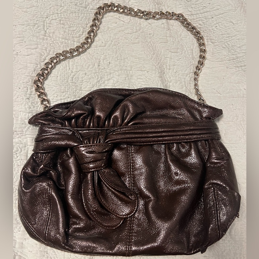 Loeffler Randall for Target Brown Faux Leather Gold Chain Clutch Shoulder Bag